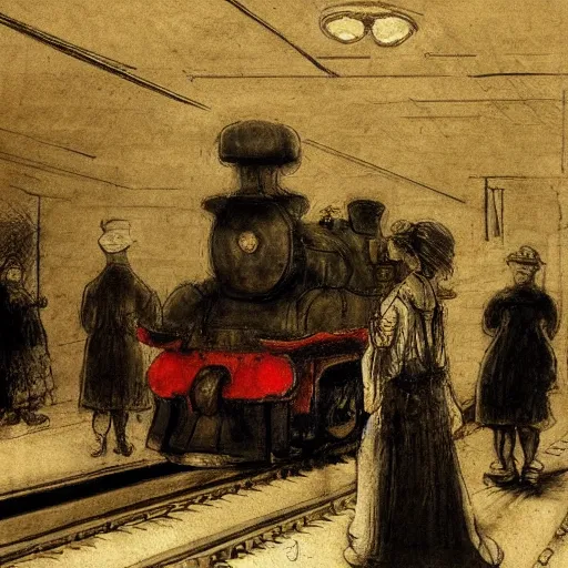 Prompt: shin kan sen train by rembrandt.