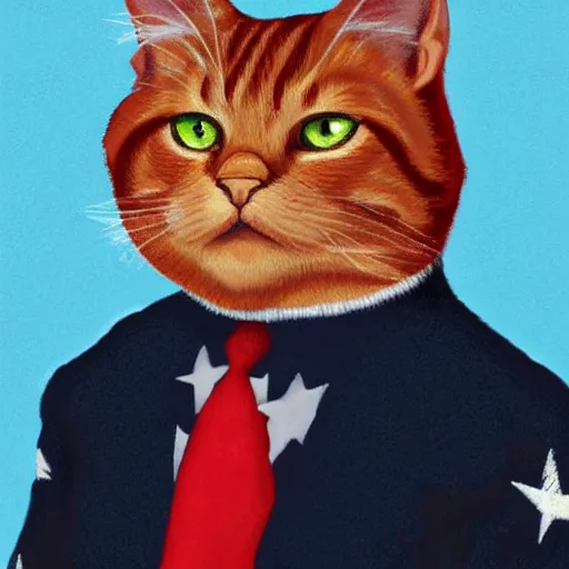 Image similar to Official Portrait of United States President Red tabby cat