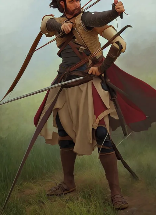 Prompt: medieval genoese crossbowman, natural lighting, path traced, highly detailed, high quality, digital painting, by don bluth and ross tran and studio ghibli and alphonse mucha, artgerm