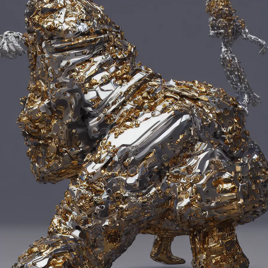 Image similar to futuristic balenciaga sneakers, nft art, highly detailed, hyper realistic, a ton of bussdown iced gold bling in wallace & gromit strata - cut claymation, ultra realistic, concept art, intricate details, serious, highly detailed, photorealistic, octane render, 8 k, unreal engine