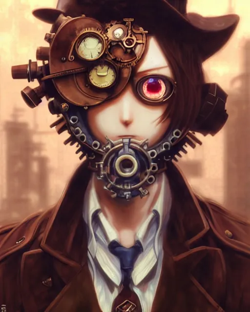 Image similar to portrait Anime Guy steampunk cute-fine-face, pretty face, realistic shaded Perfect face, fine details. Anime. Bioshock steampunk realistic shaded lighting by katsuhiro otomo ghost-in-the-shell, magali villeneuve, artgerm, rutkowski Jeremy Lipkin and Giuseppe Dangelico Pino and Michael Garmash and Rob Rey