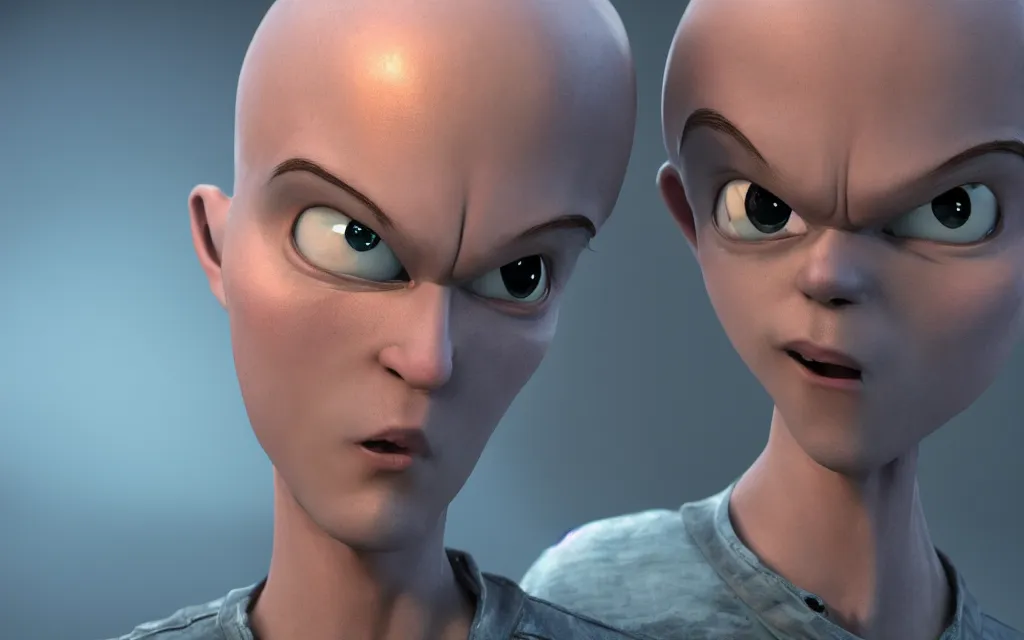 Image similar to megamind blue head got no bitches, atmospheric, mist, epic, photorealistic, realistic, rule of thirds, extremely detailed, 4 k, 8 k, unreal engine 5 render, rim lighting, rtx, ray traced lighting, shot on 3 5 mm, film grain