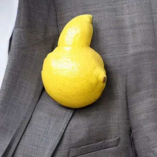 Image similar to a lemon wearing a suit