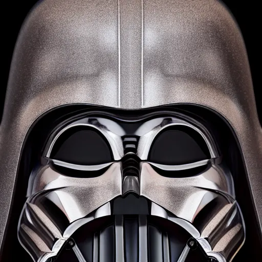 Prompt: close - up photo of doctor darth vader hybrid, star wars movie, crystal cat glass eyes, glossy black metallic symmetrical front face portrait, high quality, high resolution, octane unreal 5 realphoto raytrace render, intricate, hyper detailed, hard light, black flat background