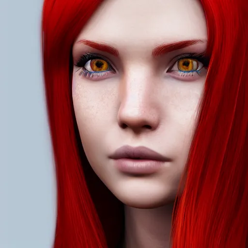 Prompt: a beautiful girl with red hair, happy expression, style of julia razumova, portrait, unreal engine, octane rendering, 8 k, closeup headshot, smooth, trending on artstation, digital illustration,.