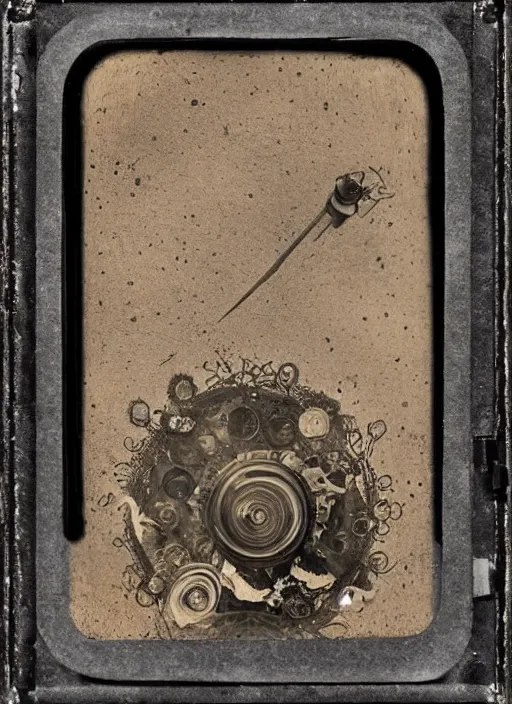 Image similar to old wetplate daguerreotype invention of entrophy, explosion of data fragments, fractal, intricate, elegant, highly detailed, parallax, leica, medium format, subsurface scattering, by joan eardly