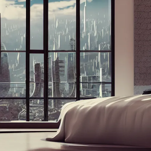 Man sitting beside glass window near high rise building photo