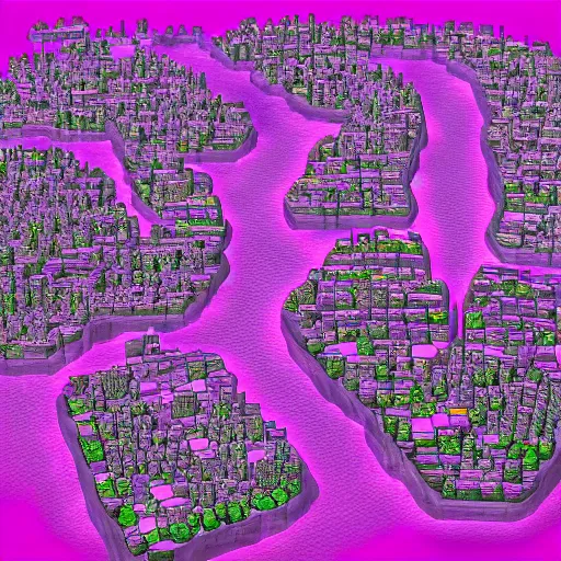 Image similar to giant pink purple bubbles with cities inside them, extremely detailed