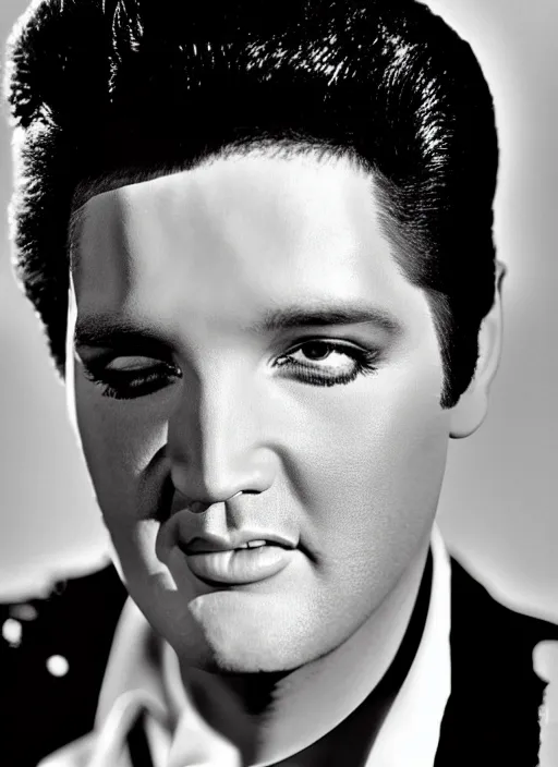 Prompt: photo closeup portrait of superstar elvis presley by pascal rostain