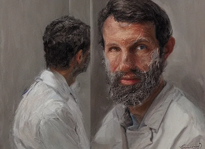 Image similar to a highly detailed moldy portrait of a dentist, james gurney, james jean