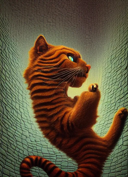 Prompt: hyper detailed 3d render like an Oil painting - A cat bear chimera by Jacek Yerka, Mariusz Lewandowski, Houdini algorithmic generative render, Abstract brush strokes, Masterpiece, Edward Hopper and James Gilleard, Zdzislaw Beksinski, Mark Ryden, Wolfgang Lettl, hints of Yayoi Kasuma, octane render, 8k