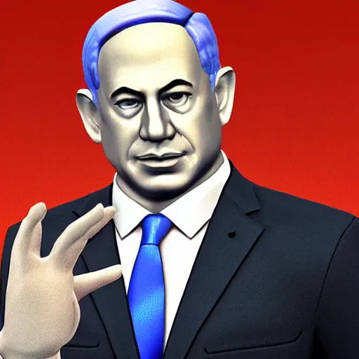 Prompt: a 3 d render of benjamin netanyahu as a video game character