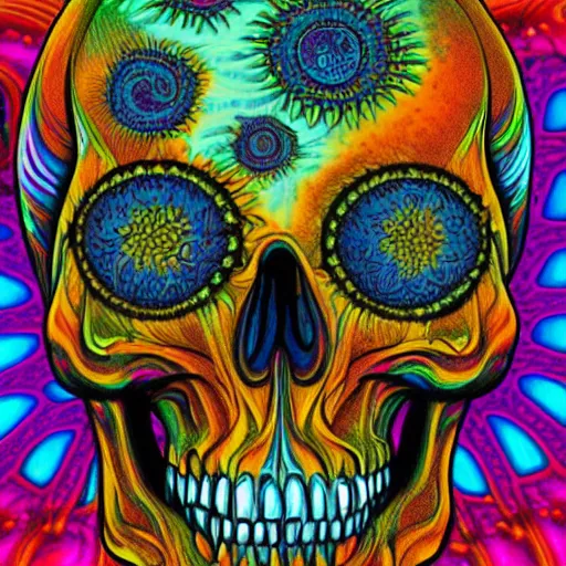 Image similar to psychedelic art of a skull