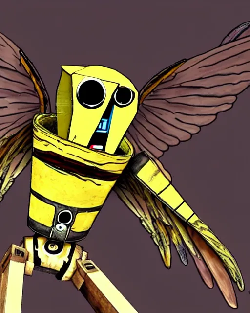Image similar to Claptrap as an angel with beautiful wings