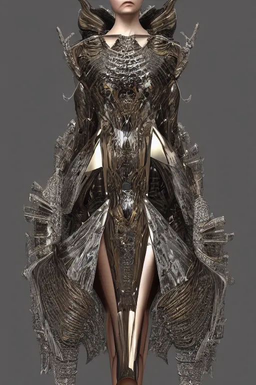 Image similar to a highly detailed 4 k render portrait of an alien goddess natalia vodianova in iris van herpen dress schiaparelli armor in diamonds and lots of jewelry in style of alphonse mucha trending on artstation made in unreal engine 4