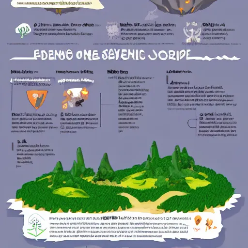 Prompt: a forest island world, Infographic and Marginalia, Artstation, epic