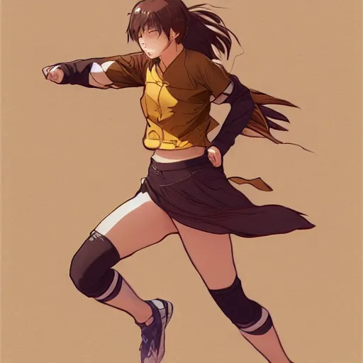Prompt: a girl is running, sport clothing, anime style, brown short hair, hair down, symmetrical facial features, from arknights, hyper realistic, rule of thirds, extreme detail, detailed 4 k drawing, trending pixiv, realistic lighting, by alphonse mucha, greg rutkowski, sharp focus, backlit