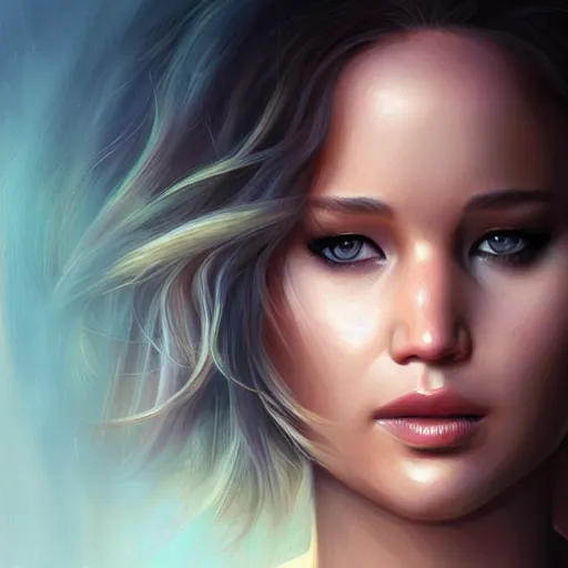 Image similar to portrait of jennifer lawrence by artgerm, wlop, charlie bowater