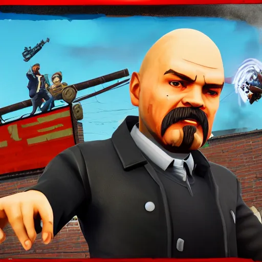 Image similar to lenin as fortnite character, gameplay screenshot