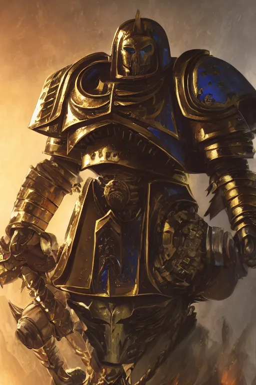 Image similar to armor portrait heros warhammer 4 0 k horus heresy fanart - the primarchs emperor by johannes helgeson animated with vfx concept artist & illustrator global illumination ray tracing hdr fanart arstation zbrush central hardmesh 8 k octane renderer comics stylized