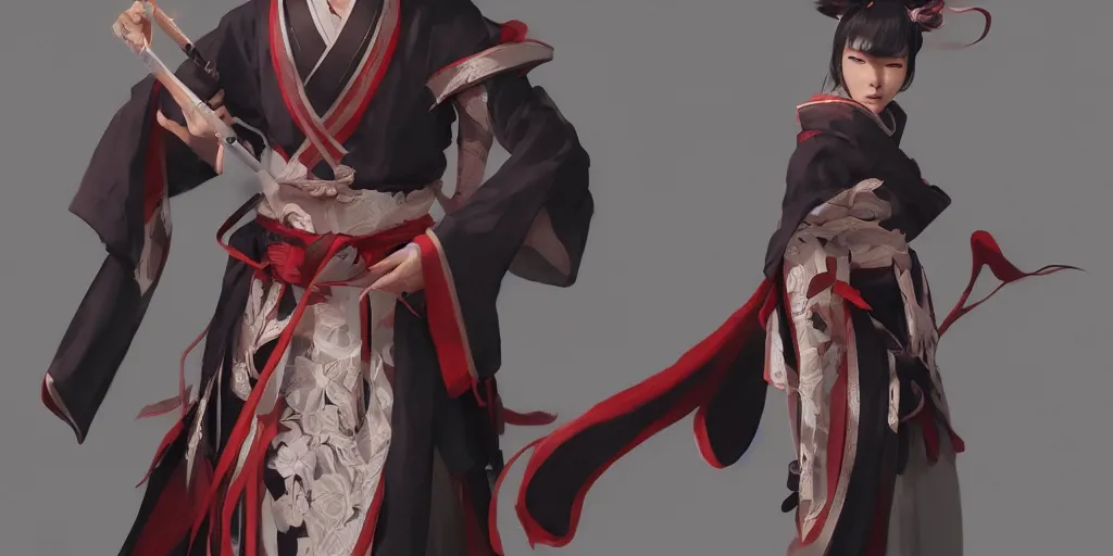 Image similar to japanese onmyoji abe seimeik, new costume concept design, fashion, concept art, by artgerm, greg rutkowski, cinematic light, featured on artstation, octane render, sharp focus, ray tracing, artstationhq, cgsociety, 8 k.