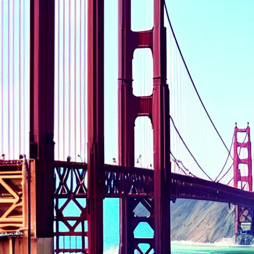 Prompt: 4 headed chicken on the golden gate bridge