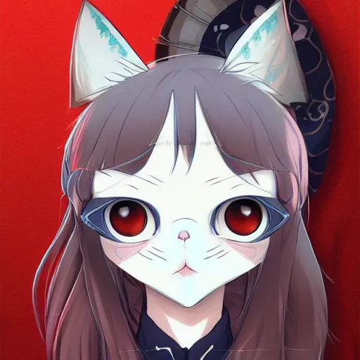 Image similar to portrait of phony in the cat mask, anime fantasy illustration by tomoyuki yamasaki, kyoto studio, madhouse, ufotable, trending on artstation