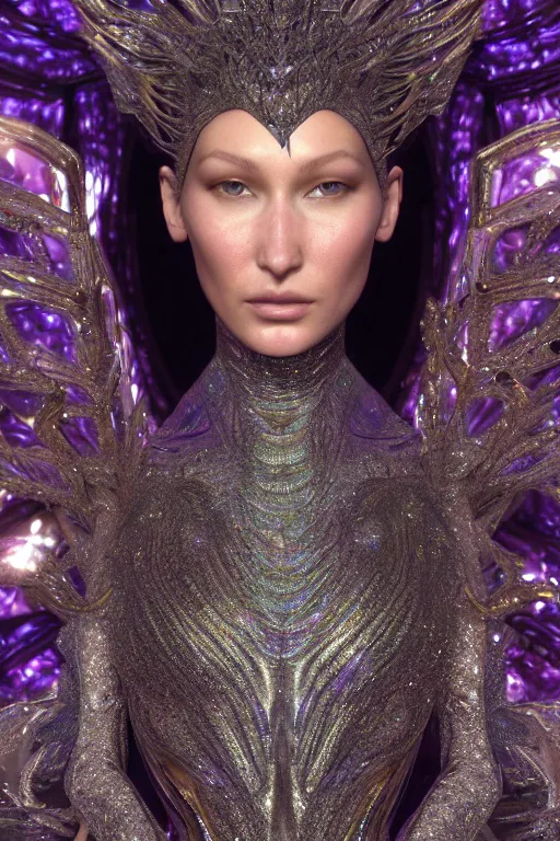 Prompt: a highly detailed metahuman 4 k close up render of an alien goddess bella hadid as universe in iris van herpen dress schiaparelli in diamonds crystals swarovski and jewelry in style of alphonse mucha gustav klimt trending on artstation made in unreal engine 4