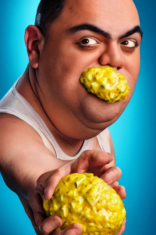 Prompt: 📷 gabriel iglesias the egg 🥚, made of food, head portrait, dynamic lighting, 4 k