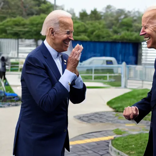 Image similar to joe biden as the pogchamp emote, photo