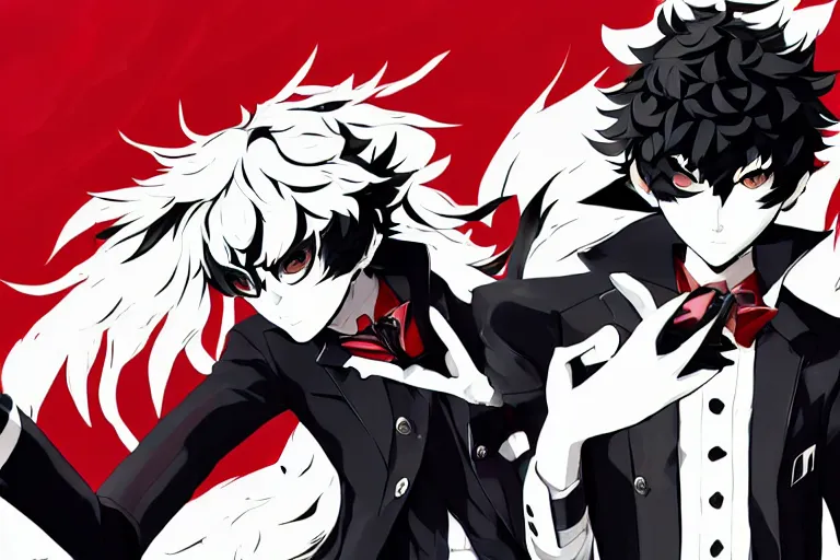 Image similar to persona 5 : royal ( by atlus ) video game splash screen, a furry male sandcolored tan fox fursona ( has hair ), persona 5 phantom thief style