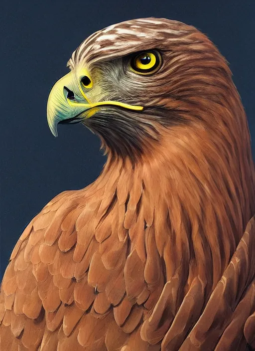 Image similar to a detailed full wing portrait of a american hawk, beautiful, by dorian cleavenger, greg rutkowski, wlop, astri lohne, zdzisław beksinski trending on artstation w - 5 1 2