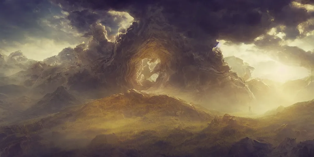 Image similar to Artwork by Filip Hodas of the cinematic view of the Heavenly Domain of Enchanted Torture.