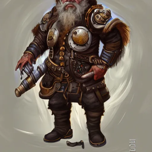 Image similar to a detailed portrait painting of the dwarf bardin goreksson steampunk engineer, artstation, 8 k, fantasy