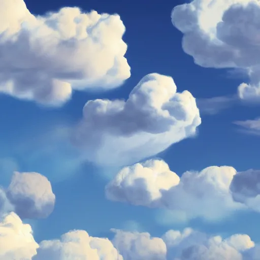 Prompt: puffy peaceful clouds, matte painting, 4 k