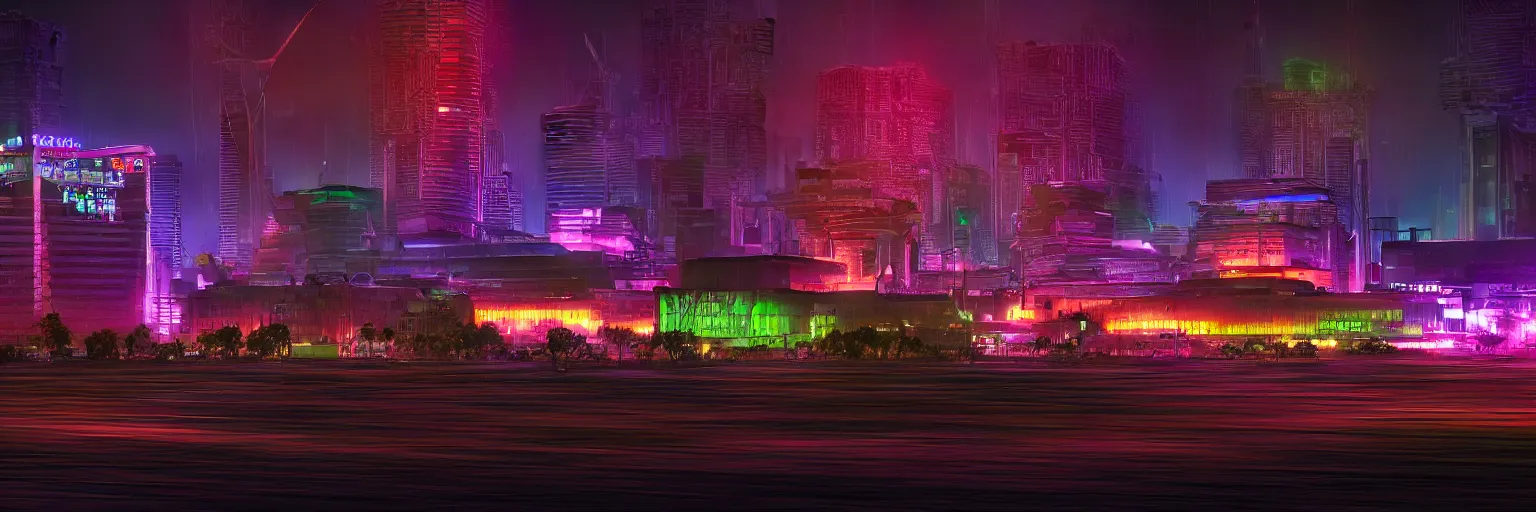 Prompt: Cyberpunk Power Plant, futuristic Phnom-Penh Cambodia, neon dark lighting