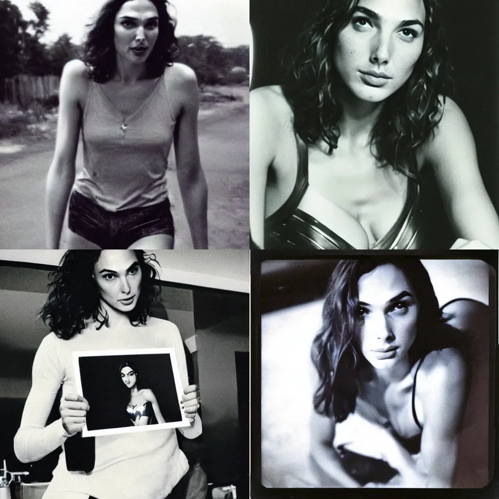 Prompt: candid photo of Gal Gadot, polaroid, ca. 1978