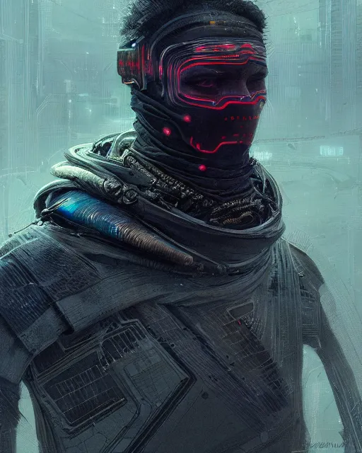 Prompt: detailed portrait Atreides, cyberpunk futuristic, reflective coats, decorated with traditional Dune ornaments by Ismail inceoglu dragan bibin hans thoma greg rutkowski Alexandros Pyromallis Nekro Rene Maritte Illustrated, Perfect face, fine details, realistic shaded, fine-face, pretty face