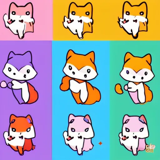 Image similar to new Sanrio character concept of a cute cartoon fox