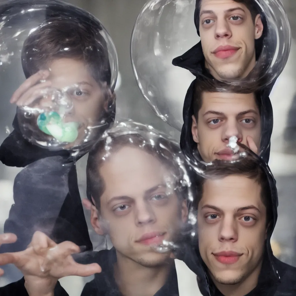 Image similar to pete davidson stuck inside a bubble