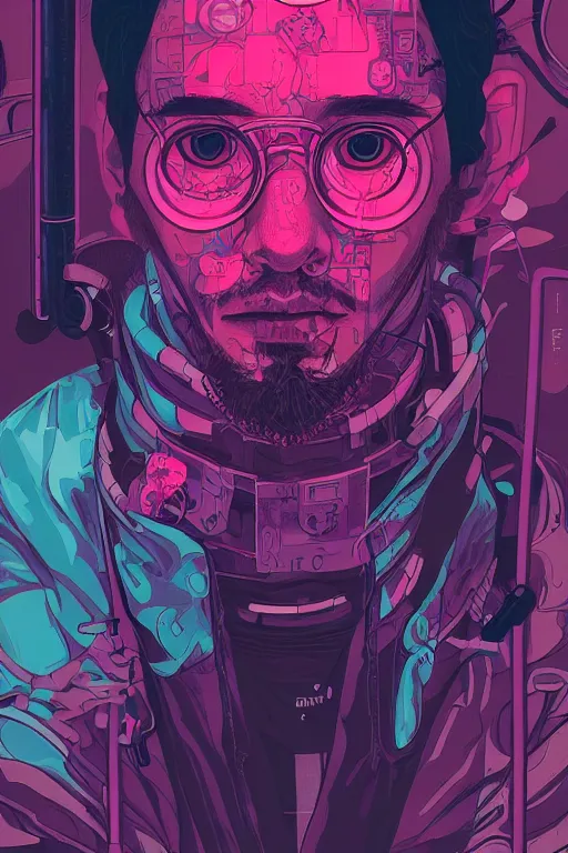 Image similar to portrait, cyberpunk hero, leaves by miyazaki, violet and pink and white palette, illustration, kenneth blom, mental alchemy, james jean, pablo amaringo, naudline pierre, contemporary art, hyper detailed