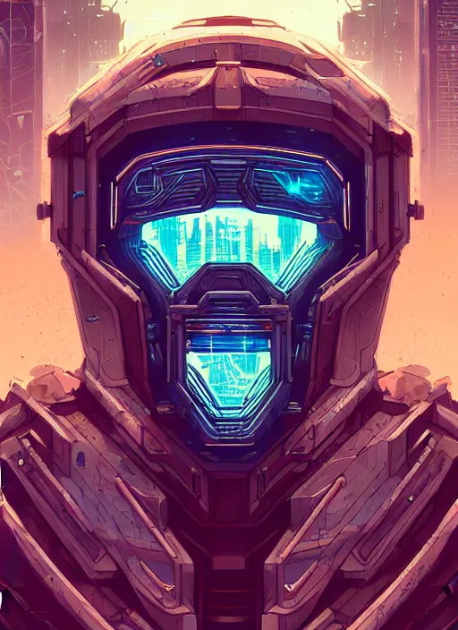 Image similar to a lion cyborg helmet in a cyberpunk city abandoned by dan mumford, sketch!! center frame singular high fantasy character concept art symmetrical features, digital painting, sharp focus, illustration