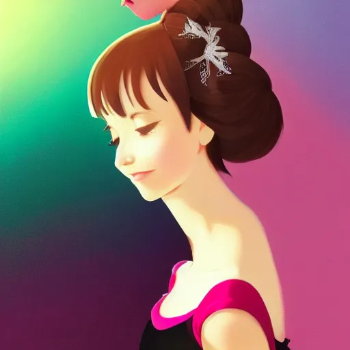 Prompt: portrait of a beautiful girl with dark hair dressed as a ballerina, ballet studio as the background, rich vivid colors, ambient lighting, dynamic lighting, 4 k, hq, official media, anime key visual, makoto shinkai, ilya kuvshinov, lois van baarle, rossdraws, detailed, trending on artstation