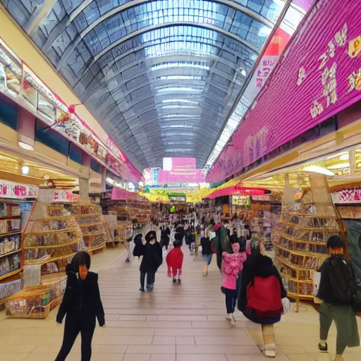 Prompt: a single person inside of a Nakano shopping arena anime style