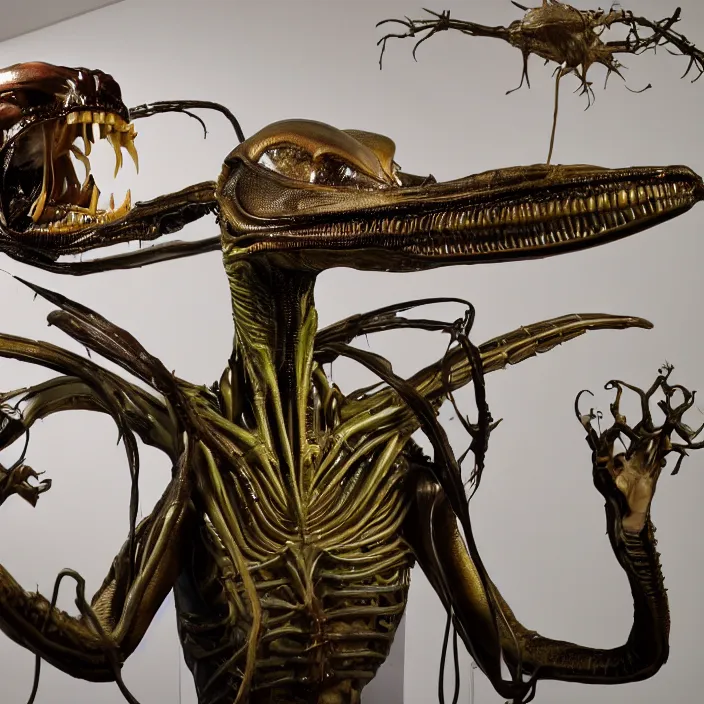 Prompt: an alien taxidermy display, studio lighting