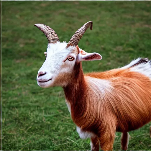 Prompt: a goat with peaches stuck on its horns, 8 k, 4 k, professional photography, award winning photo