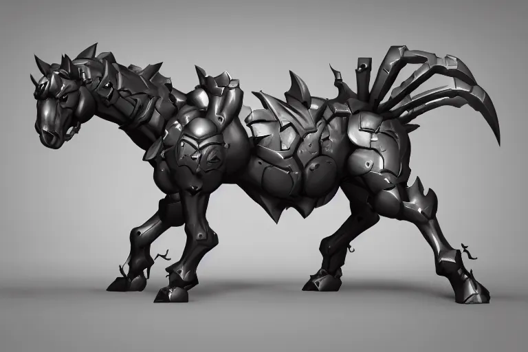 Image similar to 3d sculpt of an evil ironwork horse, artstaton, League of Legends, overwatch, digital illustration