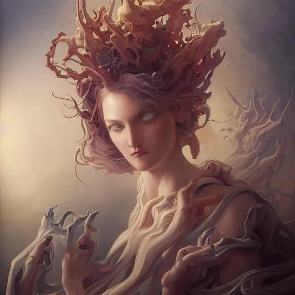 Image similar to a highly detailed beautiful portrait in the style of peter mohrbacher and in the style of jean delville.