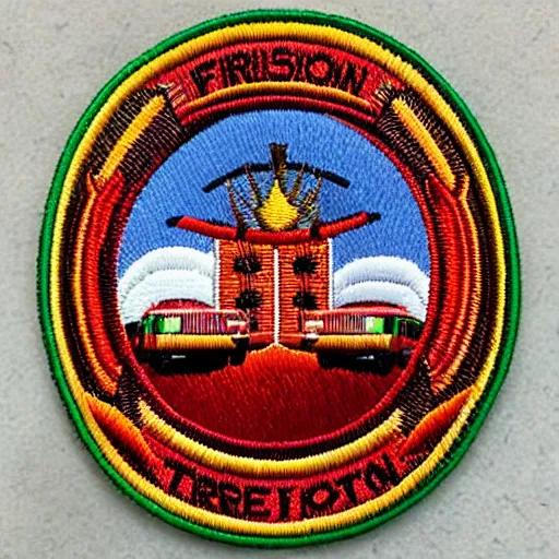 Image similar to fire station flame embroidered patch retro design