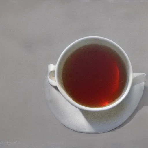 Image similar to a real fish is drinking from a cup of tea, photorealism